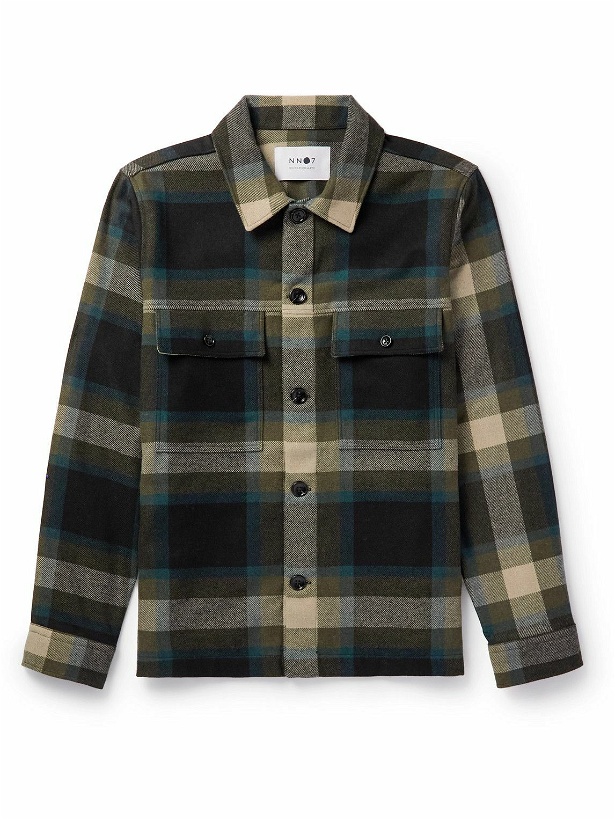 Photo: NN07 - Wilas 5313 Checked Wool-Blend Flannel Overshirt - Blue