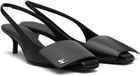 Courrèges Black Fold Leather Slingback Heels