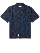 4SDESIGNS - Camp-Collar Fil Coupé Cotton-Jacquard Shirt - Blue