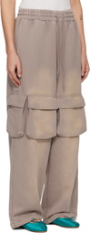 OPEN YY Beige Washed Pocket Baggy Sweatpants