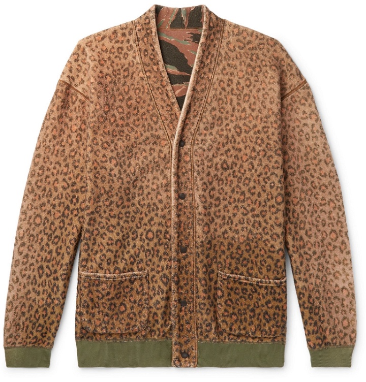 Photo: KAPITAL - Reversible Printed Brushed-Fleece and Cotton-Jersey Cardigan - Animal print