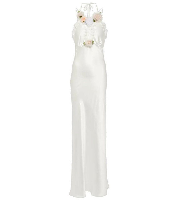Photo: Rodarte Bridal floral-appliqué lace-trimmed silk gown