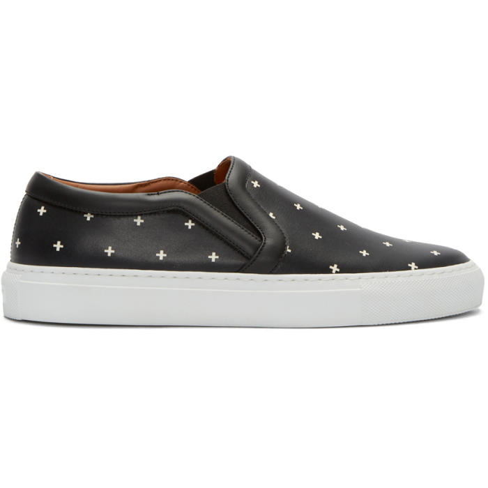 Photo: Givenchy Black Cross Print Slip-On Sneakers