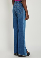 Mother The Tux Sidestepper Sneak Fray Wide-leg Jeans Navy