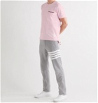 THOM BROWNE - Slim-Fit Grosgrain-Trimmed Cotton-Jersey T-Shirt - Pink