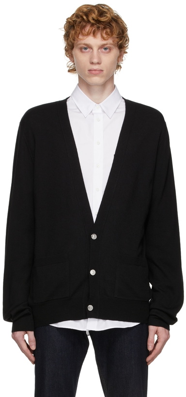 Photo: Balmain Black Intarsia Logo Cardigan