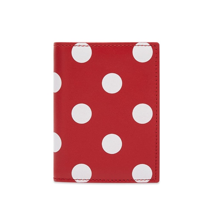 Photo: Comme des Garçons Sa0641Pd Dots Printed Leather Bifold in Red