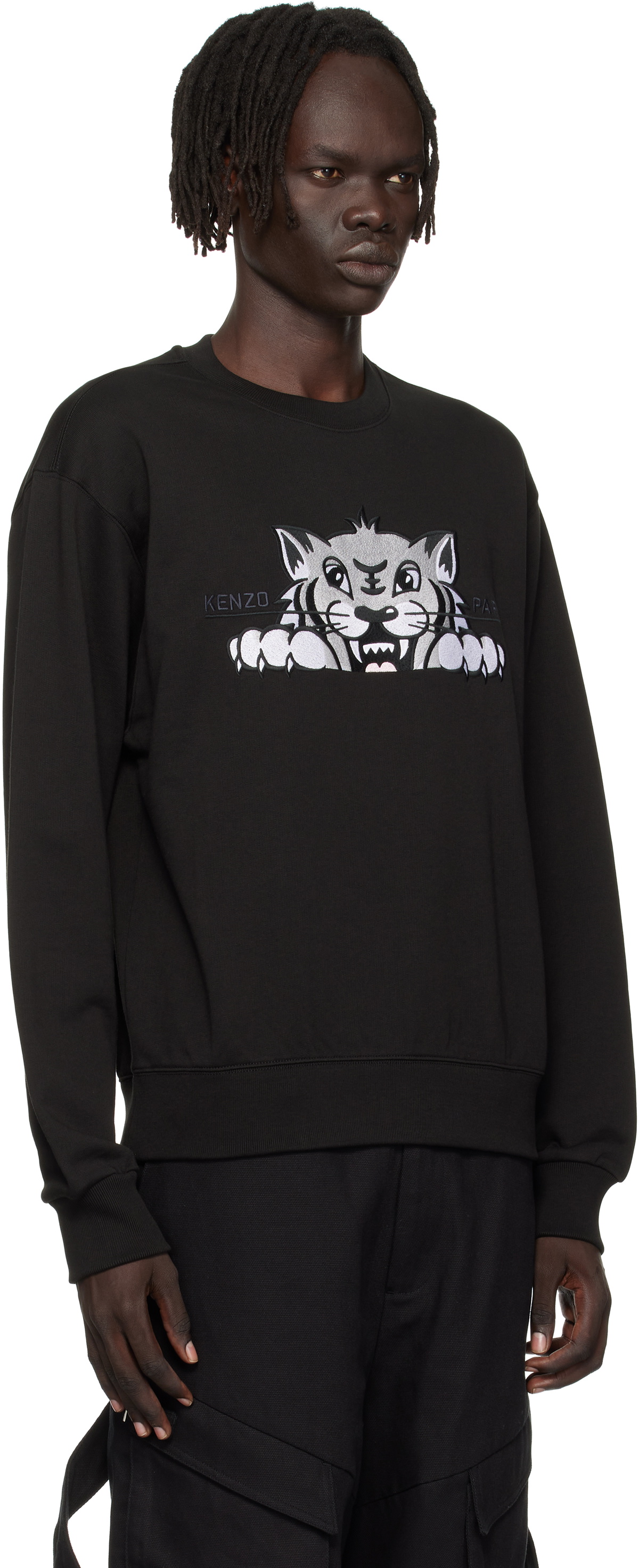 Kenzo Black Kenzo Paris 'KENZO Happy Tiger' Embroidered Sweatshirt