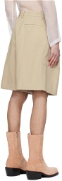 System Beige Pleated Shorts