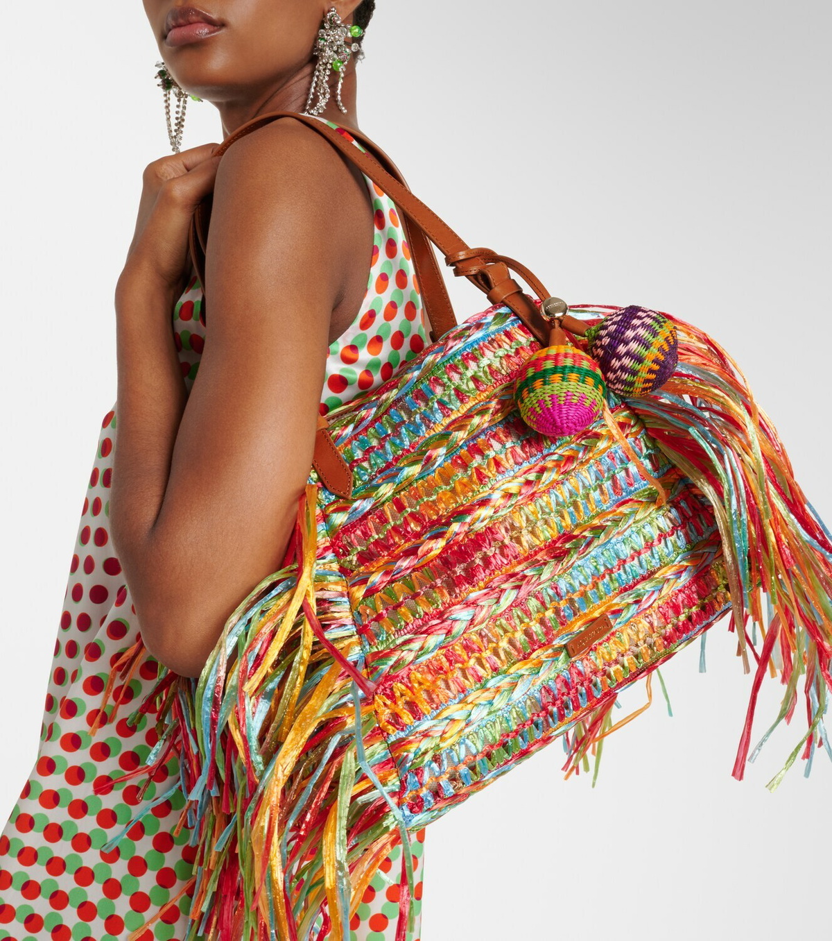 Aquazzura Trancoso fringed raffia tote bag