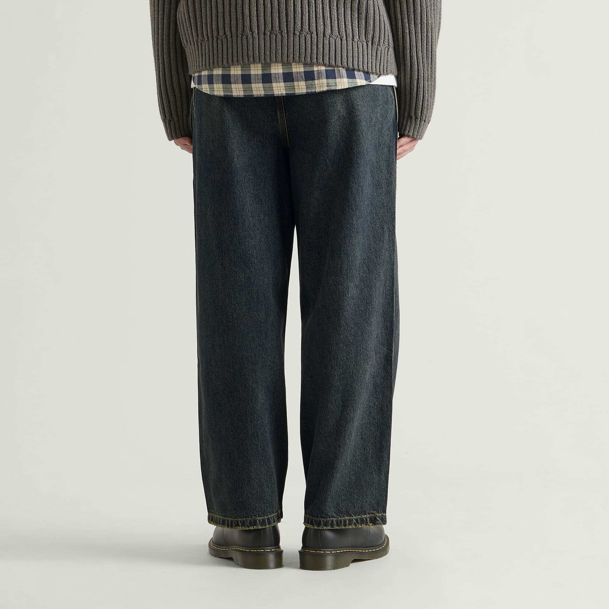 Larriet Men's Frederick Pleated Denim Jeans in Dirty Indigo