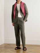Mr P. - Edward Straight-Leg Waffle-Knit Organic Cotton Suit Trousers - Green