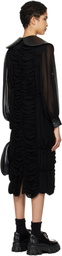 Comme des Garçons Black Georgette Faux-Leather Midi Dress