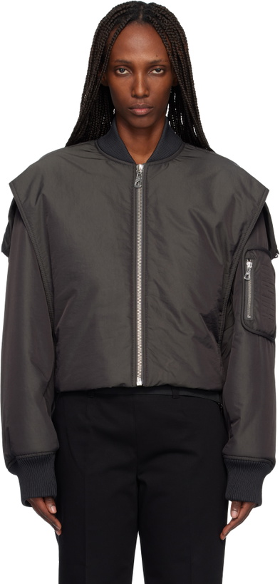 Photo: Jean Paul Gaultier Gray Hidden Hood Detail Bomber Jacket