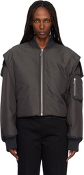 Jean Paul Gaultier Gray Hidden Hood Detail Bomber Jacket