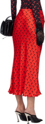 Marine Serre Red Moon Satin Midi Skirt