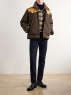 RRL - Padded Leather-Trimmed Shell Jacket - Brown
