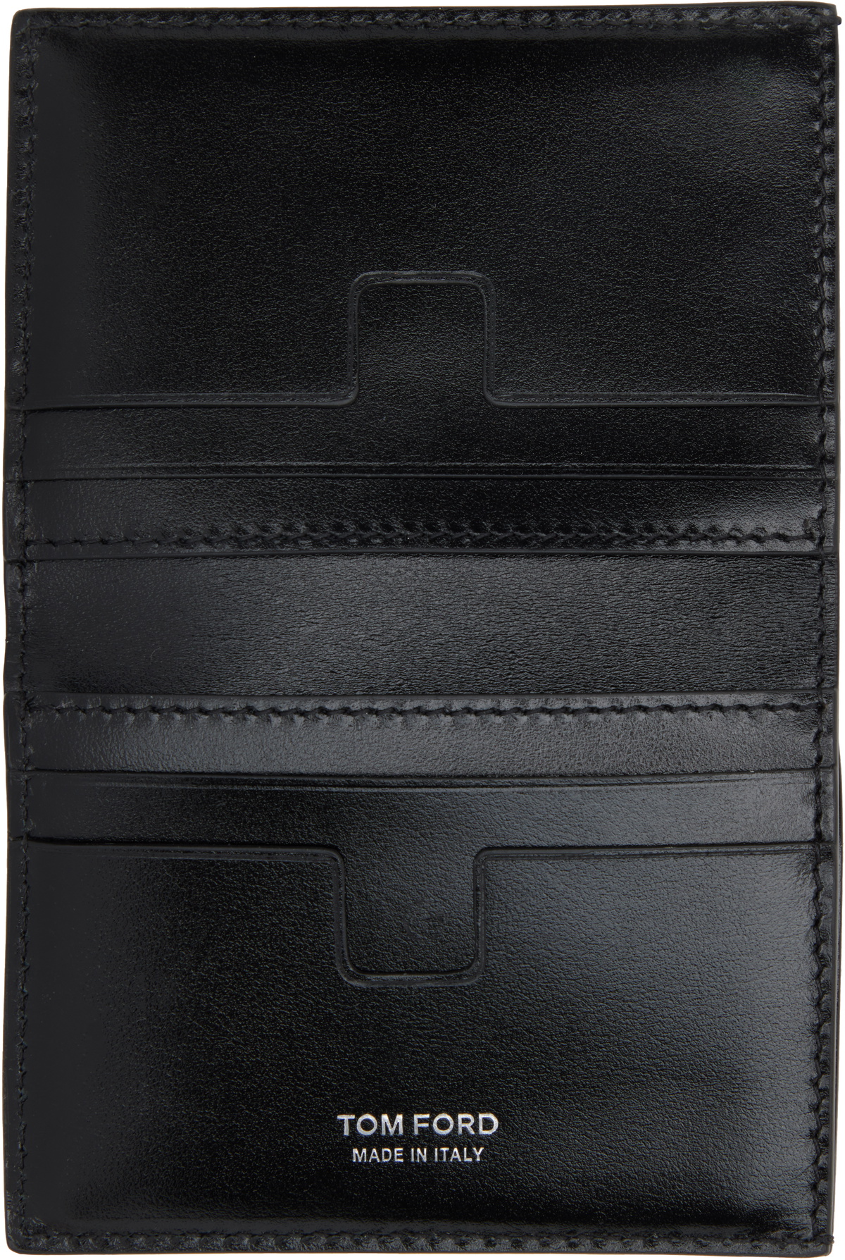 TOM FORD Black Printed Patent Eel T Line Folding Wallet TOM FORD