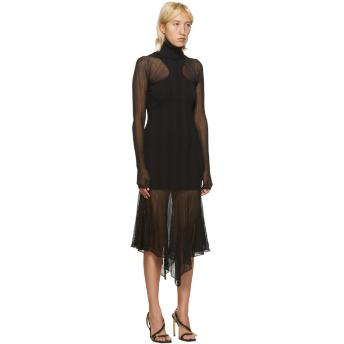 sheer mugler dress Ruched sheer maxi dress in black - Mugler