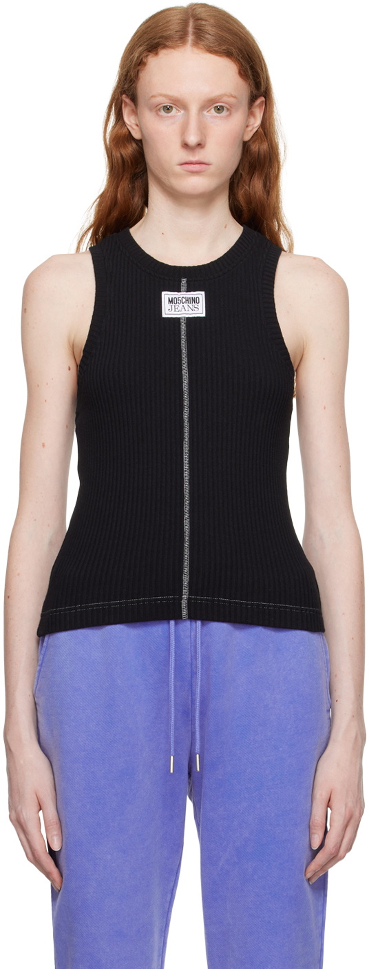 Moschino Jeans Black Patch Tank Top
