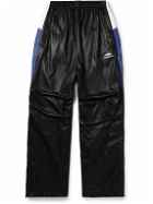 Balenciaga - Straight-Leg Striped Leather Sweatpants - Black