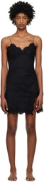 Fleur du Mal Black Gathered Minidress