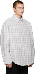 Off-White Gray Check Flannel Padded Overshirt Jacket