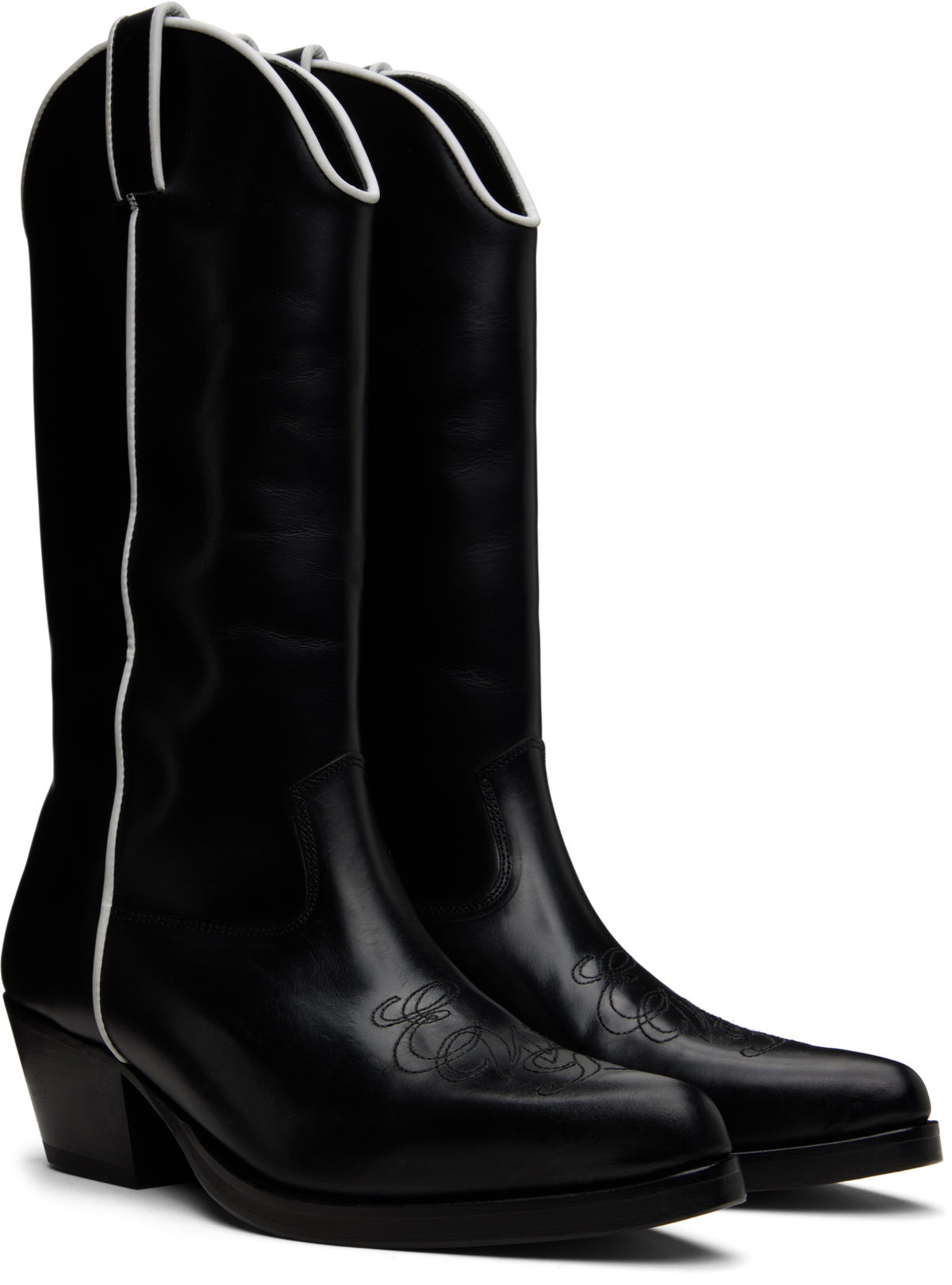 Ernest W. Baker Black High Western Boots Ernest W. Baker