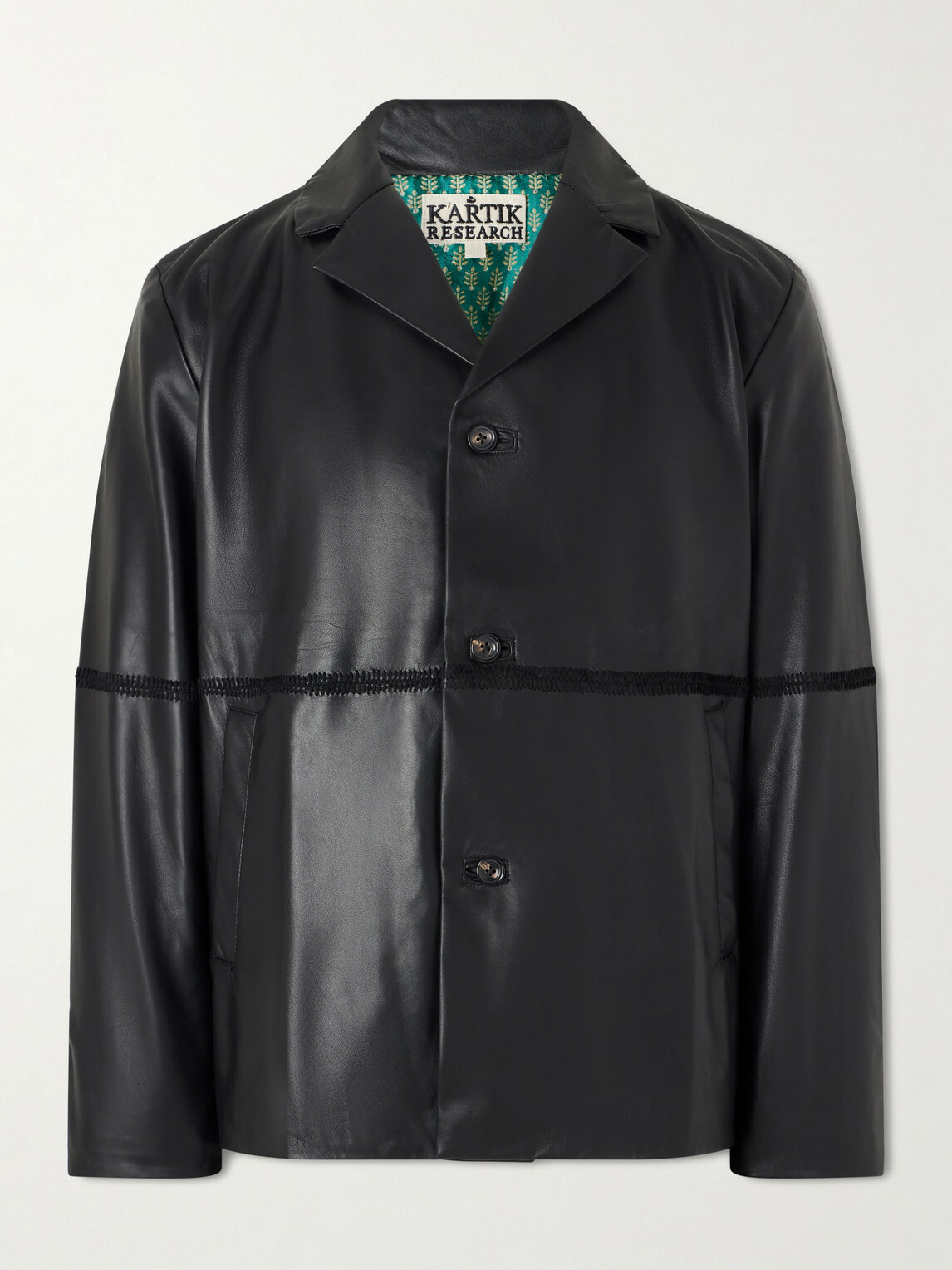 Kartik Research - Embroidered Leather Jacket - Black