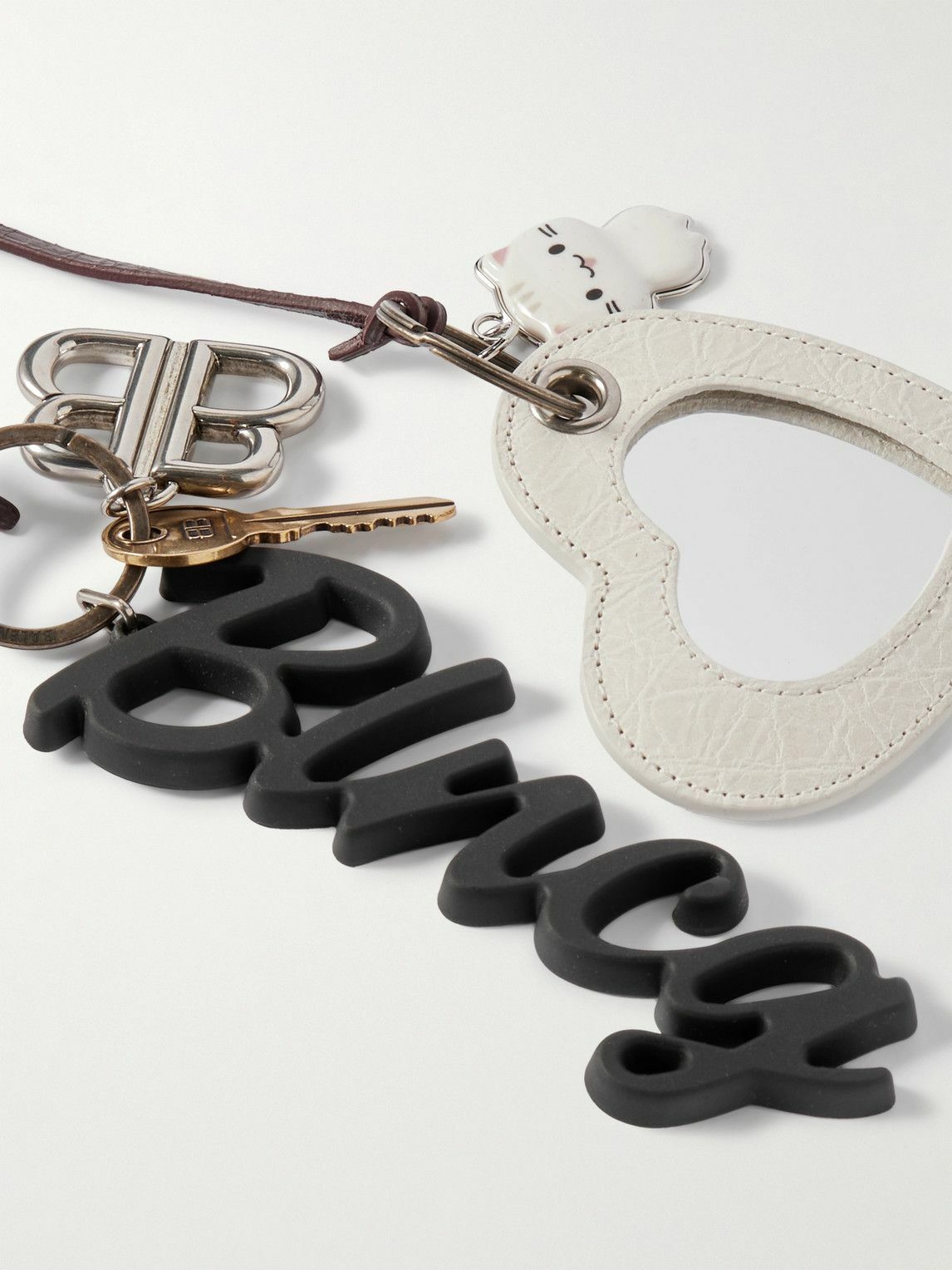 Balenciaga - Le City 2 Embellished Textured-Leather, Silver- and Gold-Tone Key Fob