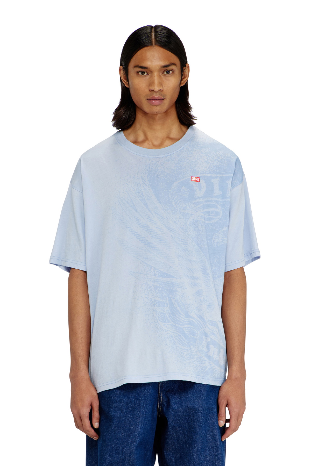 Diesel Relaxed T-shirt with pigment prints - T-Shirts Mens in Blue