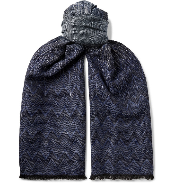 Photo: Missoni - Fringed Crochet-Knit Wool Scarf - Blue