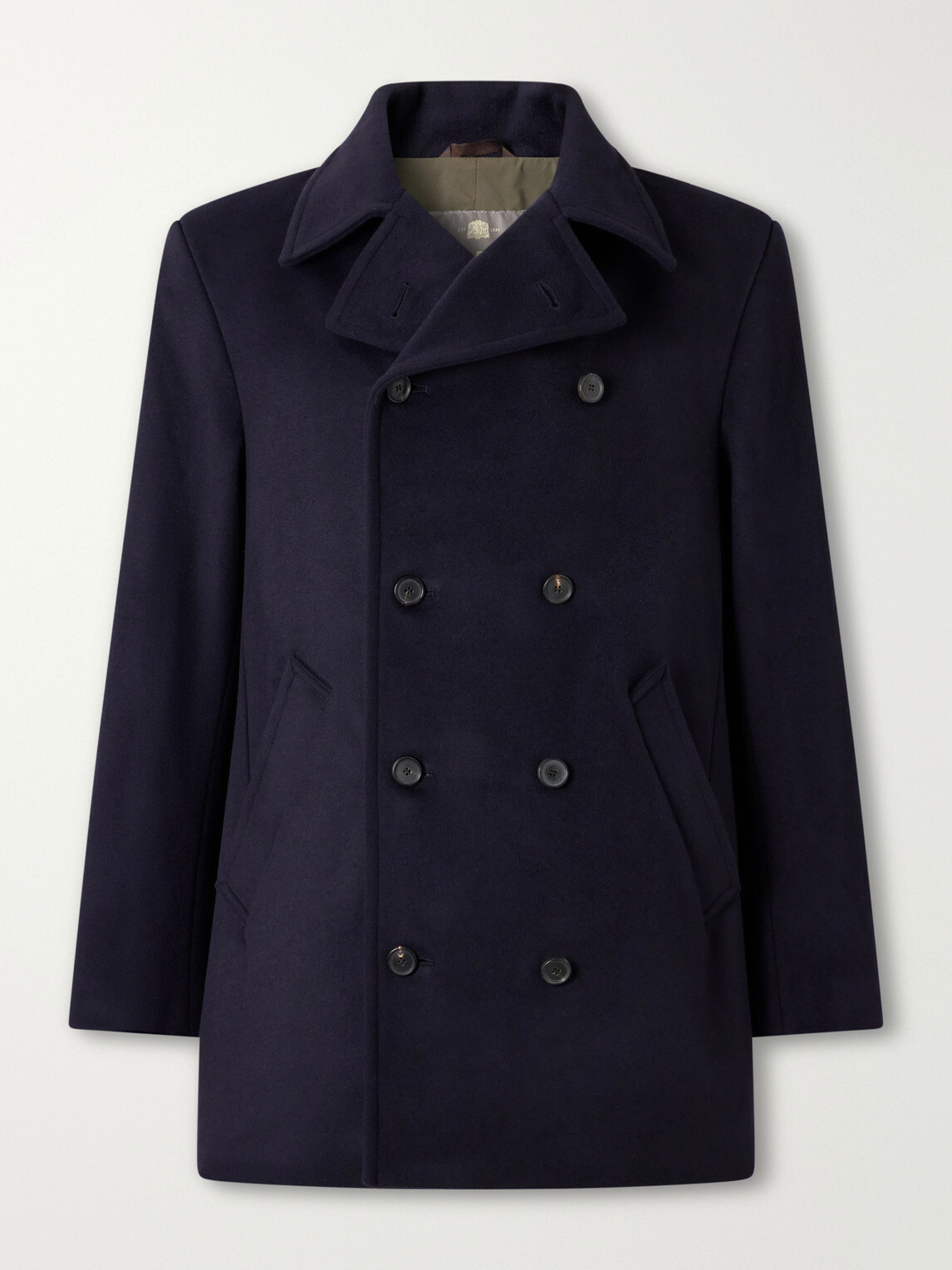 N.PEAL - Great Portland Double-Breasted Wool and Cashmere-Blend Twill Coat - Blue