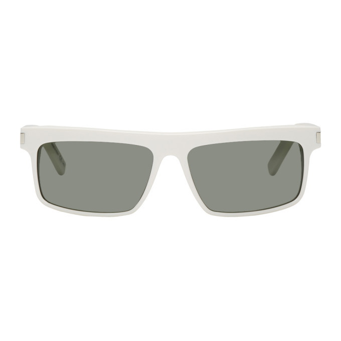 Photo: Saint Laurent White Rectangular Sunglasses