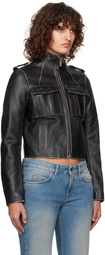 Off-White Black Vintage Lea Biker Leather Jacket