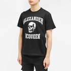 Alexander McQueen Men's Varsity Skull Logo T-Shirt in Black/White