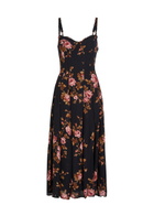 Reformation Katara Floral-print Georgette Midi Dress Black