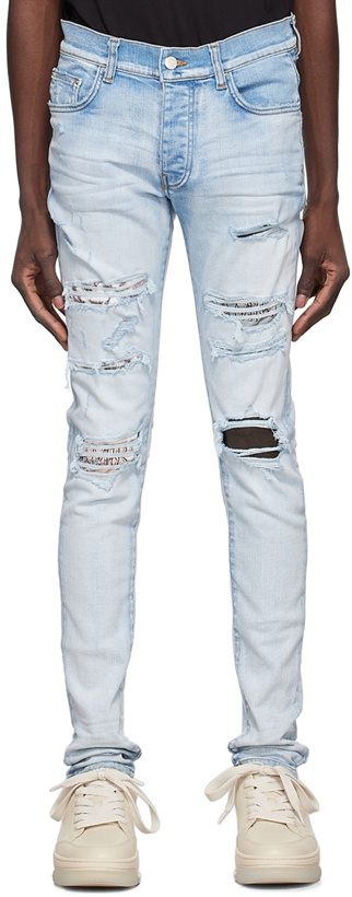 Photo: AMIRI Blue Hibiscus Artpatch Jeans