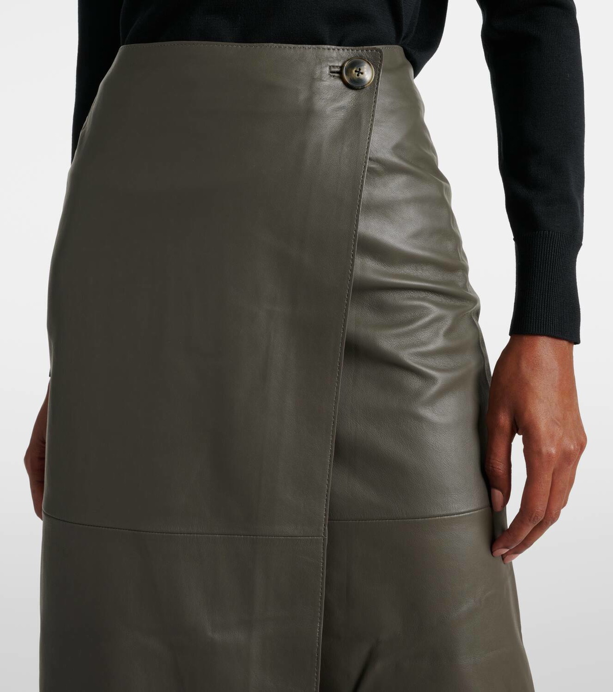 Yves Salomon Météo leather midi skirt