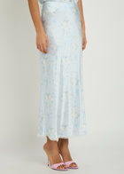 Loveshackfancy Kalo Floral-print Silk Midi Slip Skirt Light Blue