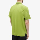 Homme Plissé Issey Miyake Men's Pleated Polo Shirt in Leaf Green