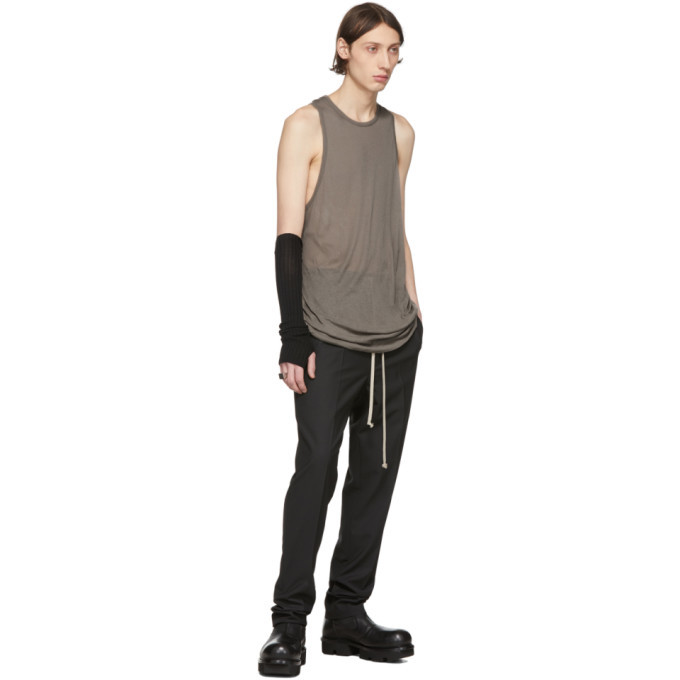 Rick Owens Black Drawstring Slim Astaires Long Trousers