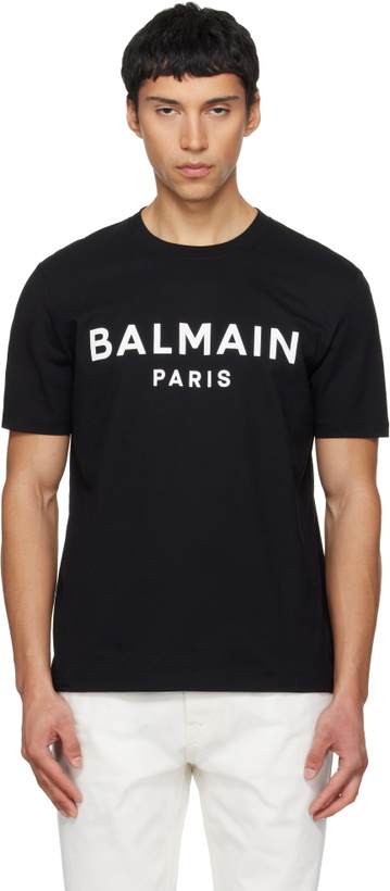 Photo: Balmain Black 'Balmain Paris' Print T-shirt
