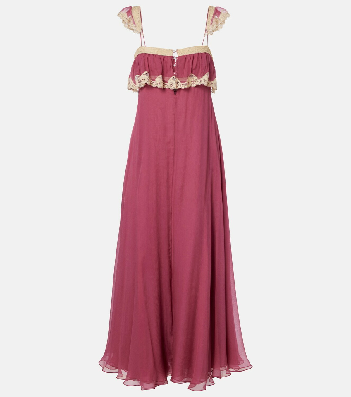 Chloé Lace-trimmed silk muslin maxi dress