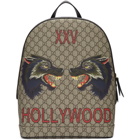 Gucci Beige GG Supreme XXV Hollywood Wolf Backpack