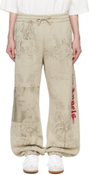 Palm Angels Beige Pencil All Over Sweatpants