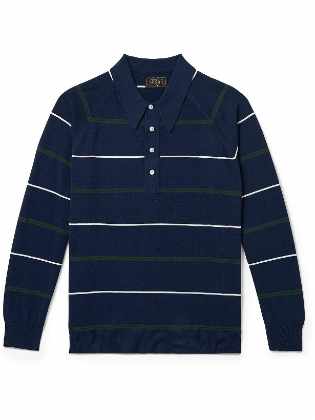 Photo: Beams Plus - Striped Cotton Sweater - Blue