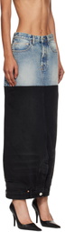 VETEMENTS Blue & Black Double Denim Maxi Skirt