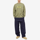 Dime Men's Pawz Chenille Crew Sweat in Army Green