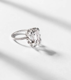 Ileana Makri Oblong 18kt white gold ring with topaz and diamonds